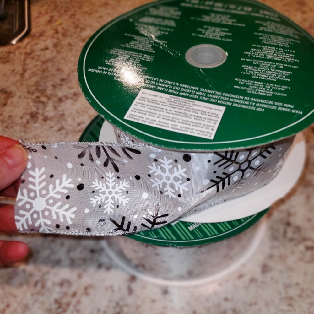 2 rolls of Kirklands Wired Snowflake Ribbon